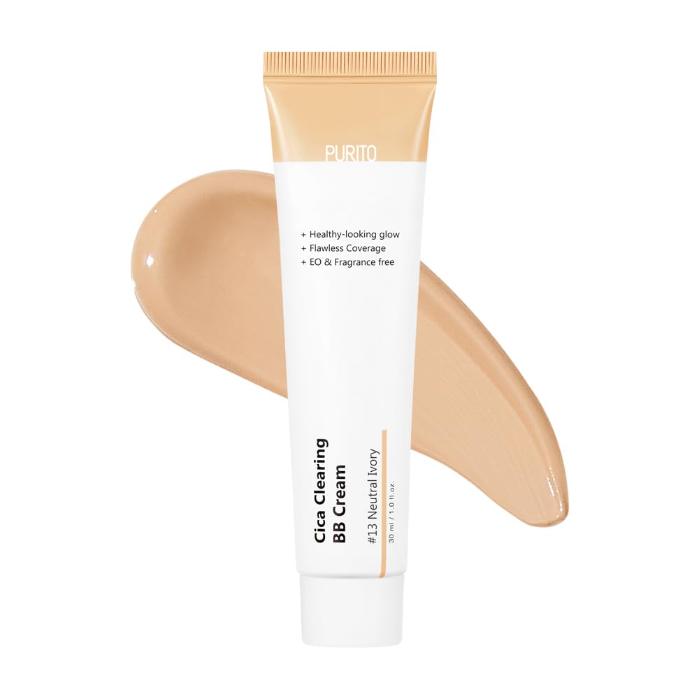 PURITO Cica Clearing BB Cream tube and cap highlighting sustainable packaging for clean beauty