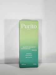 Purito Mighty Bamboo Panthenol Serum label close-up emphasizing vegan skincare