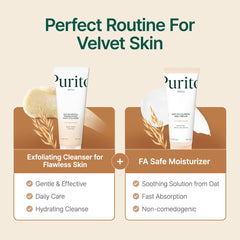PURITO Oat Velvet Gel Cream texture illustrates soothing moisture for daily use.