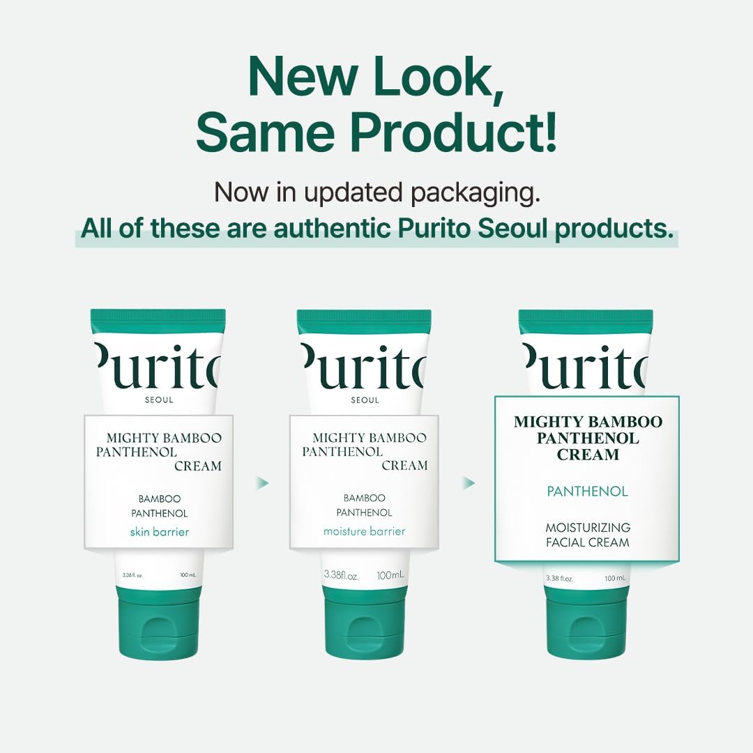 PURITO Panthenol 10% Post-Acne Cream packaging box shows clean, fragrance-free formula.