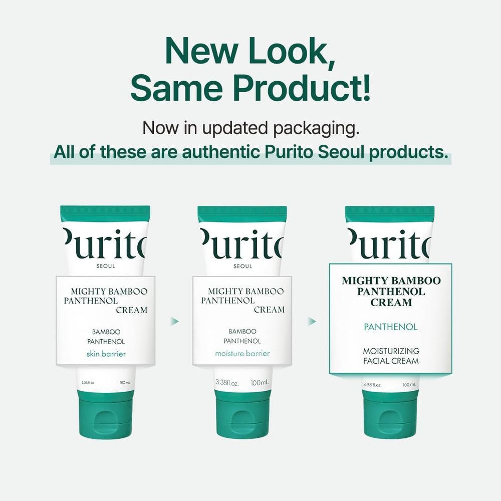 PURITO Panthenol 10% Post-Acne Cream packaging box shows clean, fragrance-free formula.