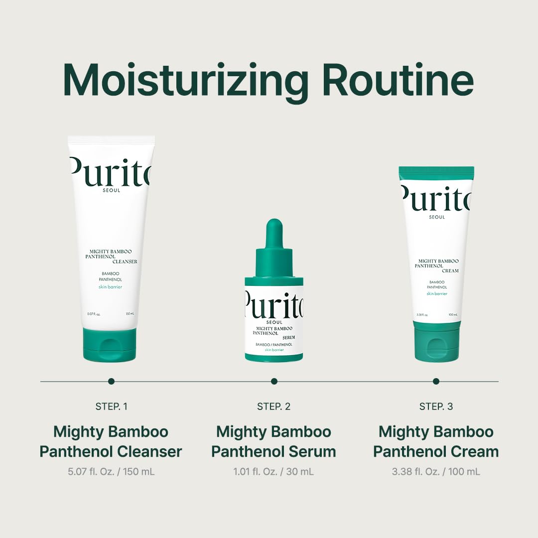 Purito Mighty Bamboo Panthenol Serum with cleanser in routine