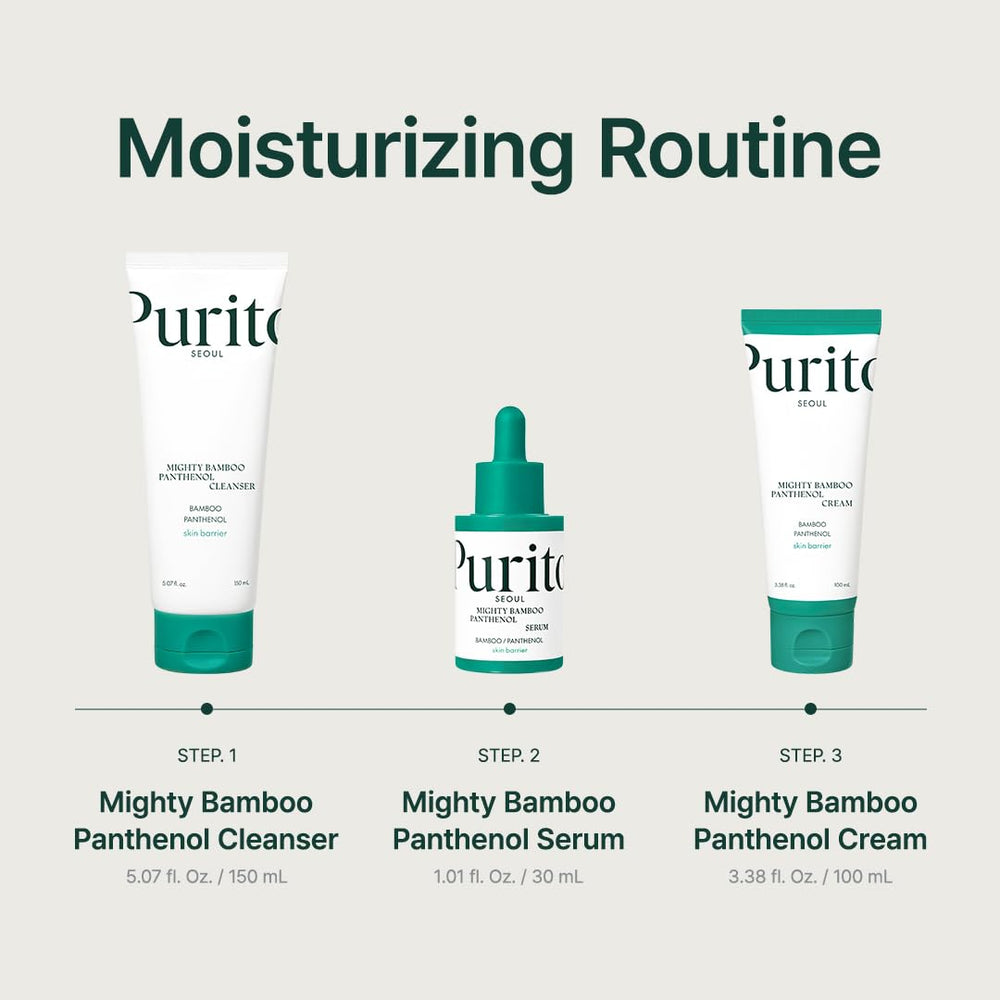 Purito Mighty Bamboo Panthenol Serum with cleanser in routine