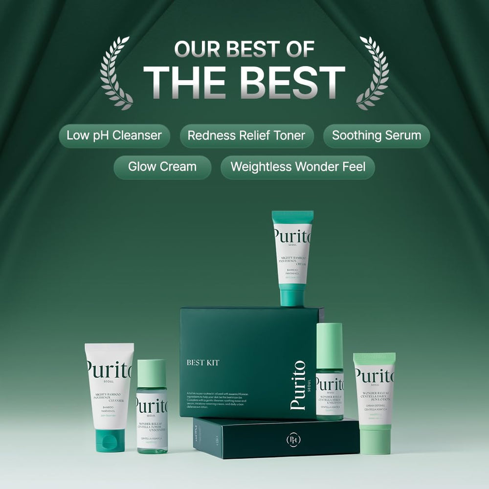 Purito Seoul Best Kit toner bottle, refreshing hydration for sensitive skin.