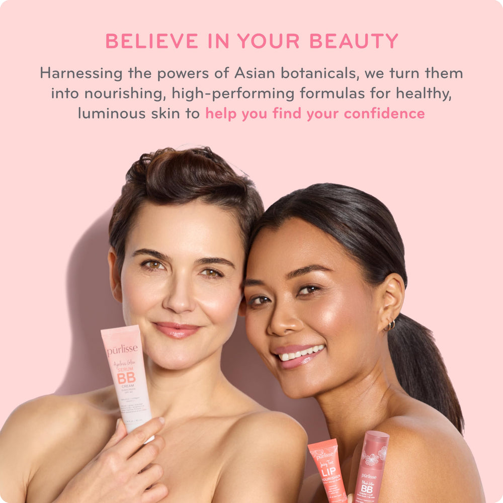 Pūrlisse Ageless Glow BB Cream SPF 40 long-lasting hydration for comfortable wear.