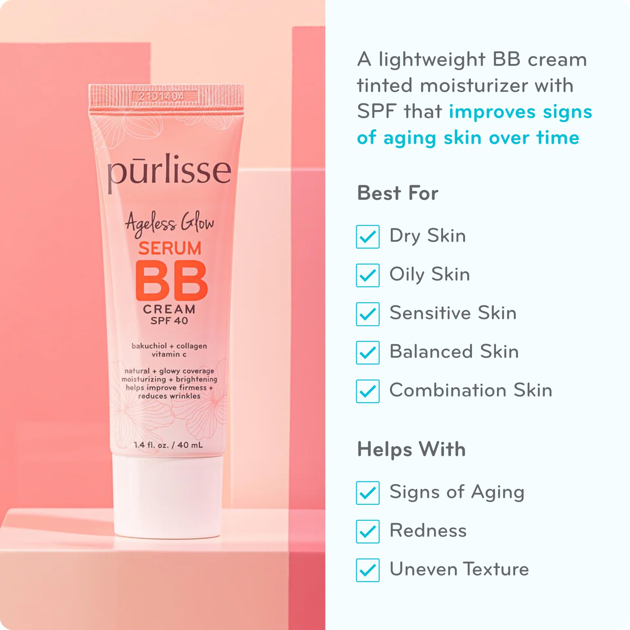 Texture swirl of Purlisse BB cream showing dewy lightweight coverage.