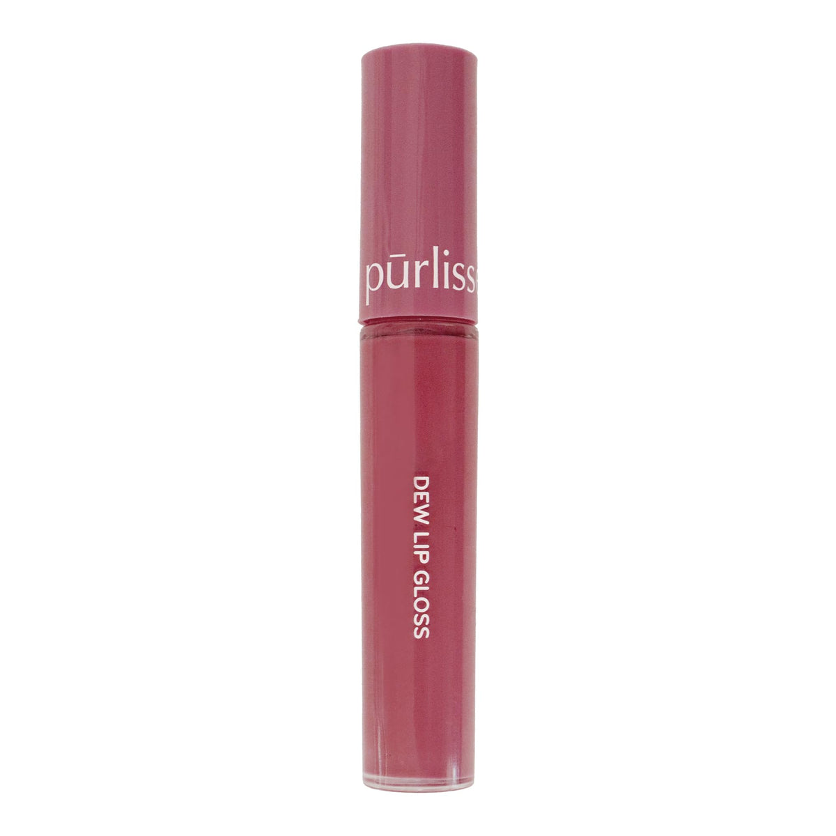 Pūrlisse Dew lip gloss bottle delivers hydrating, non-sticky shine for daily wear.
