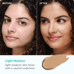 Face application of Pūrllisse BB Cream for even tone and glow.