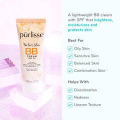 Purlisse Perfect Glow BB Cream swatches in medium tan show natural coverage