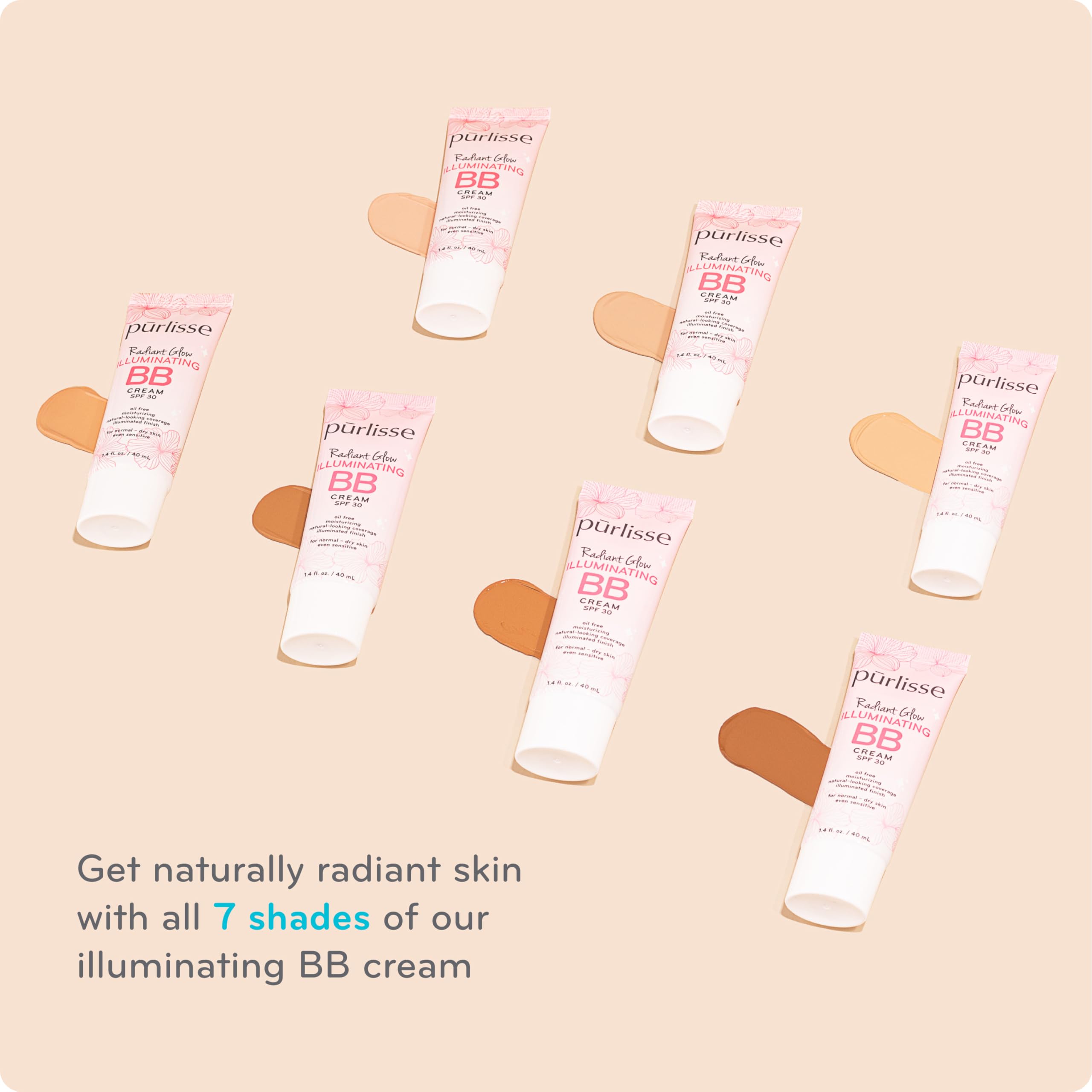 Purlisse Radiant Glow BB Cream being applied on face for seamless blend.
