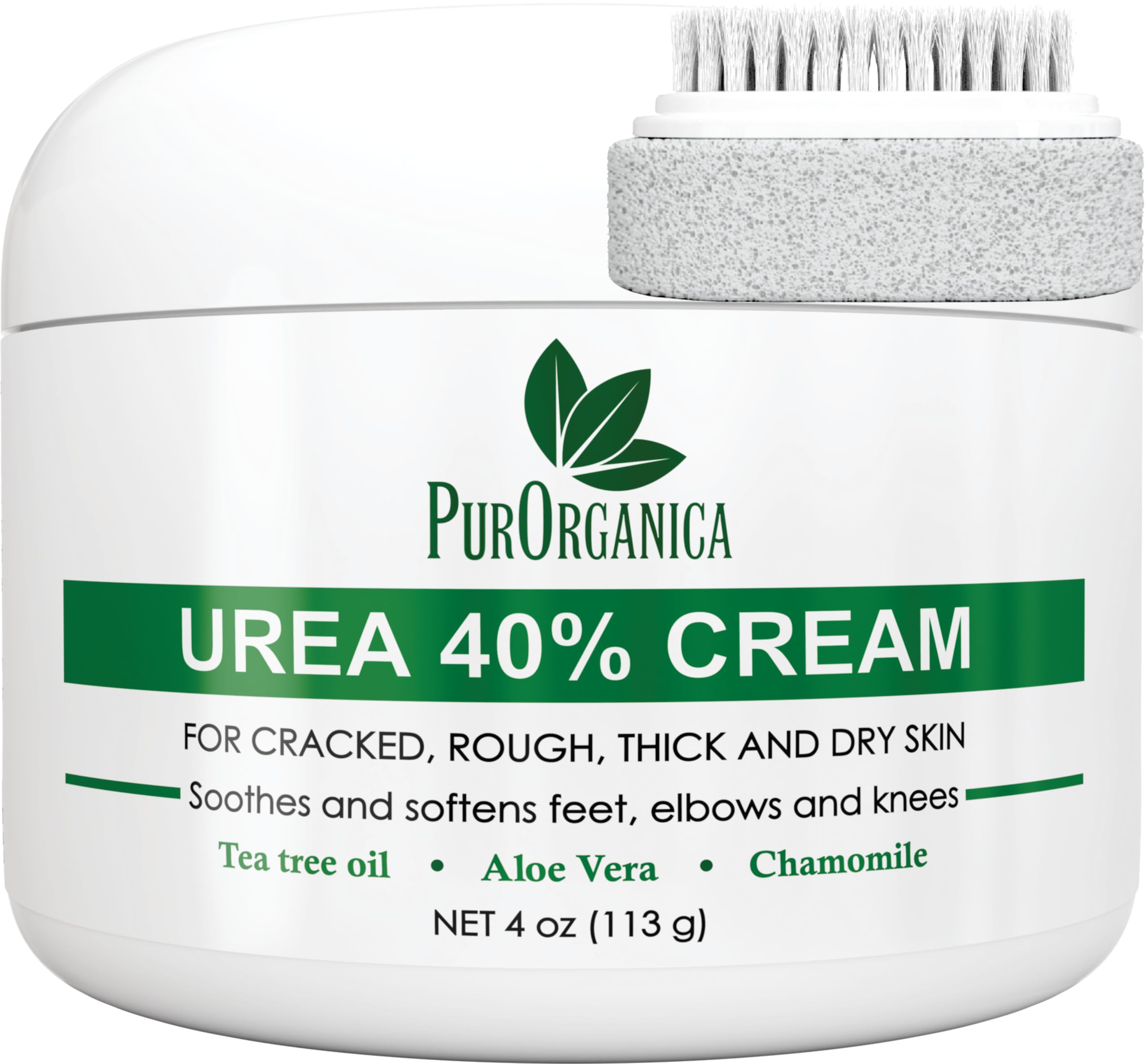 PurOrganica Urea 40% Foot Cream bottle showcases USA-made formula for smooth, hydrated feet.