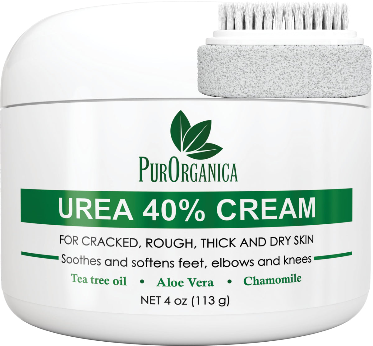 PurOrganica Urea 40% Foot Cream bottle showcases USA-made formula for smooth, hydrated feet.