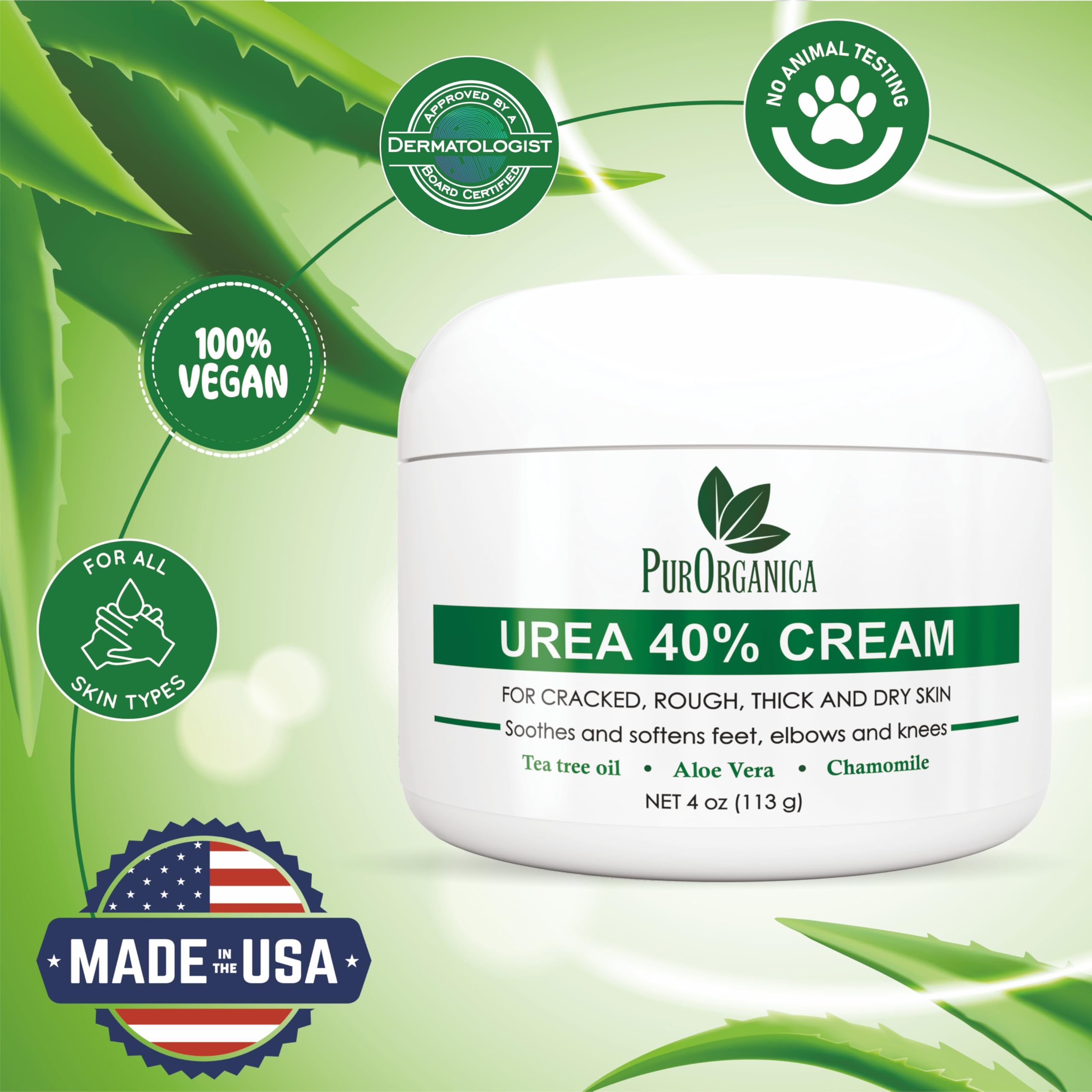 PurOrganica Urea 40% Foot Cream applied to cracked heels