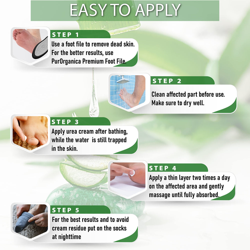 PurOrganica Urea 40% Foot Cream night routine for dry heels.