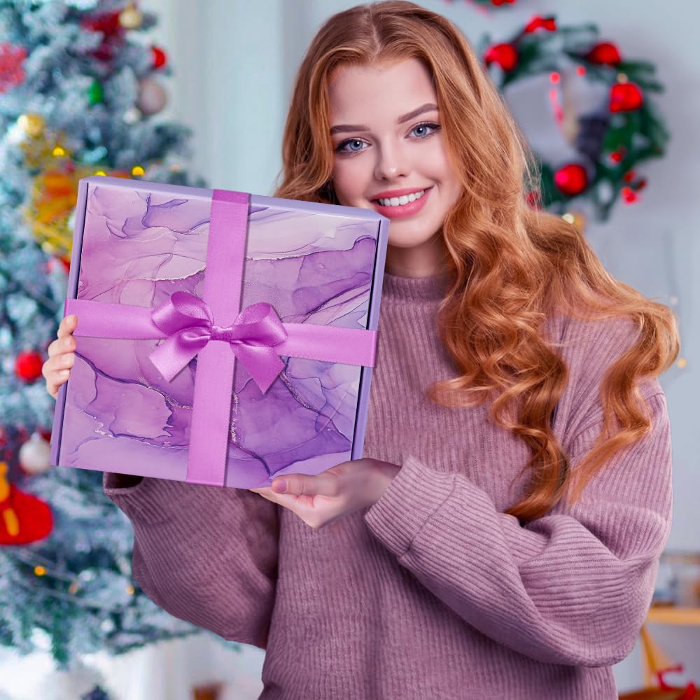 Purple gift box stores keepsakes after pampering.