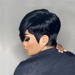 PurpleSexy 1B color pixie wig ready to wear without dye