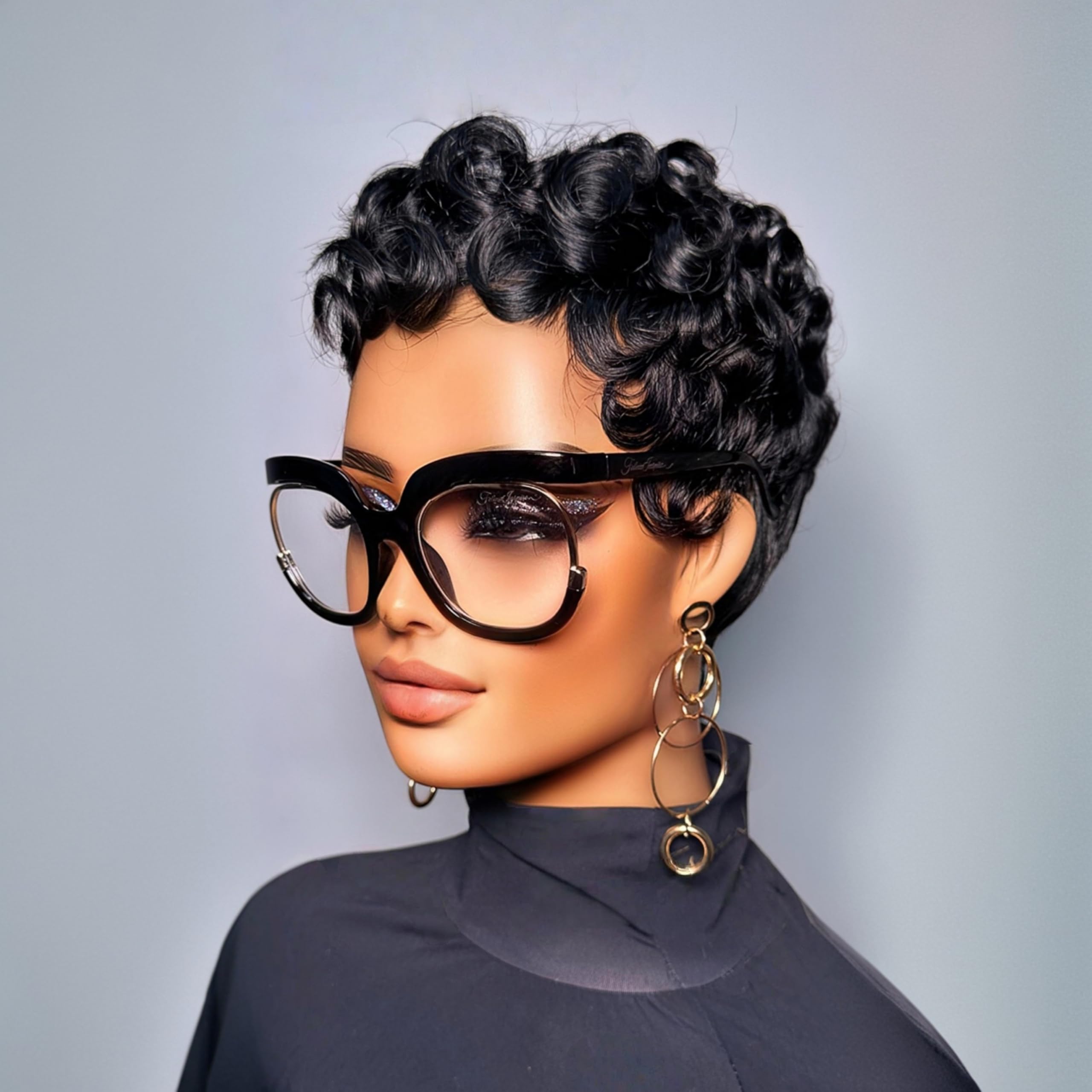 PurpleSexy short pixie wig, back view with seamless coverage and natural silhouette.