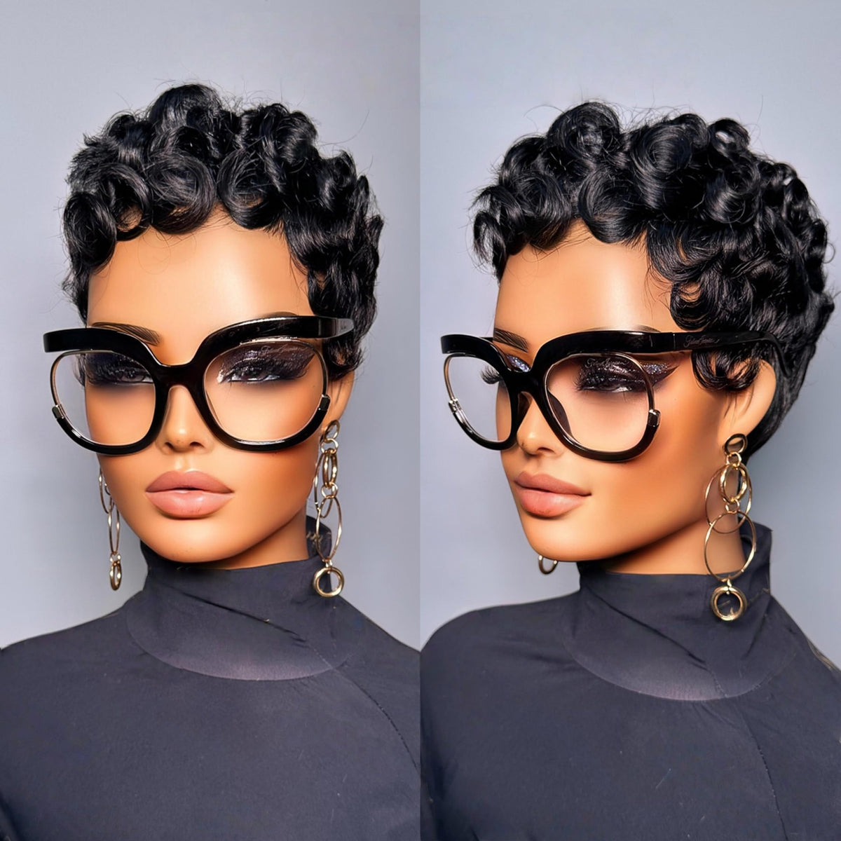 PurpleSexy short layered pixie curly wig, front view, natural look for daily versatility.