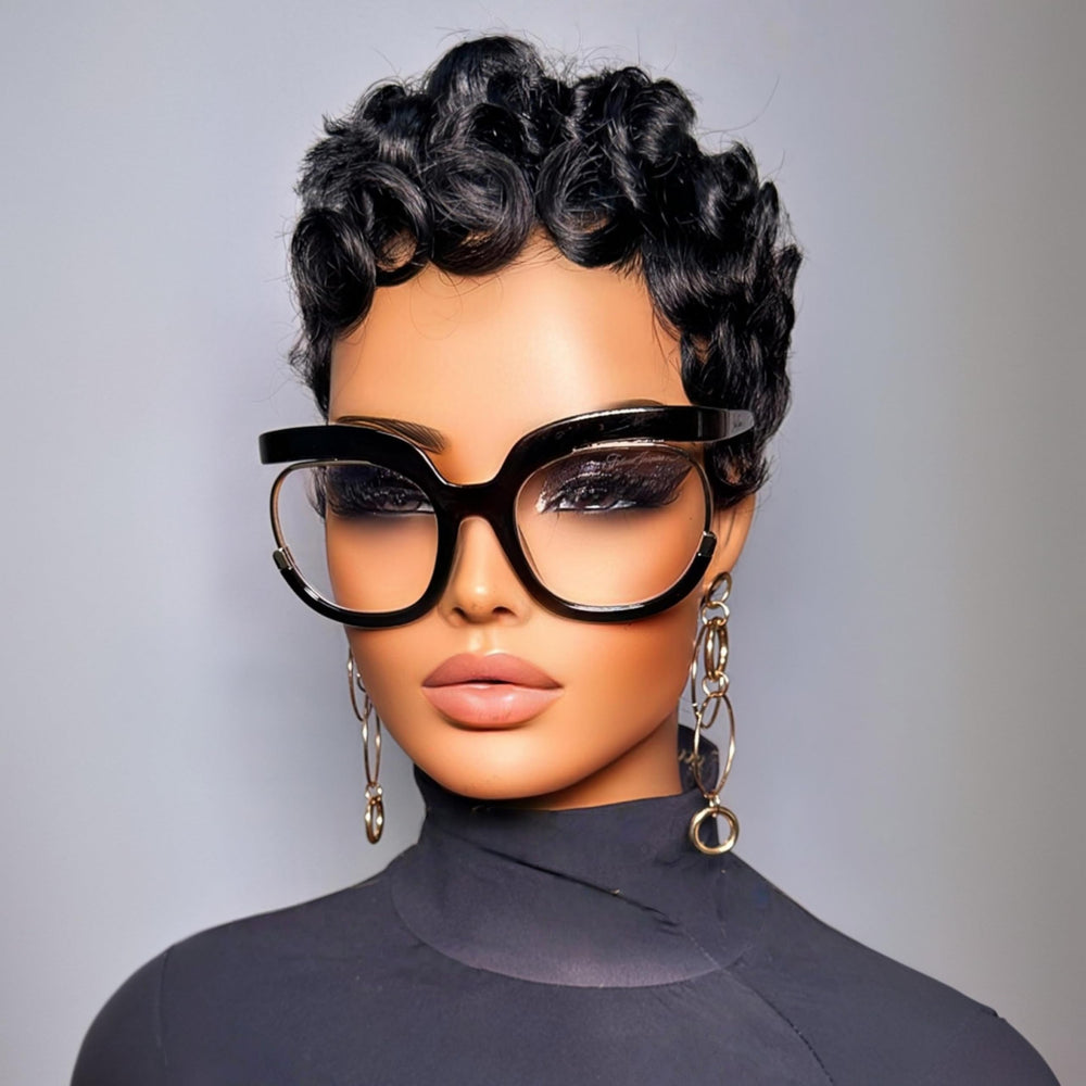 PurpleSexy wig with bangs, face-framing finish for versatile styling.