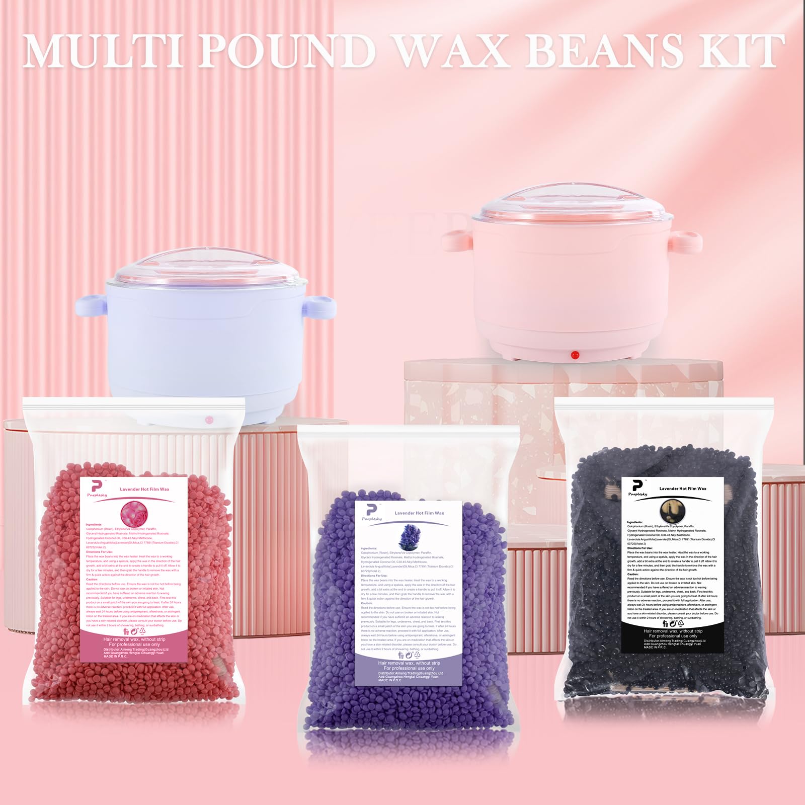 PURPLESKY professional-grade beads in home waxing setup