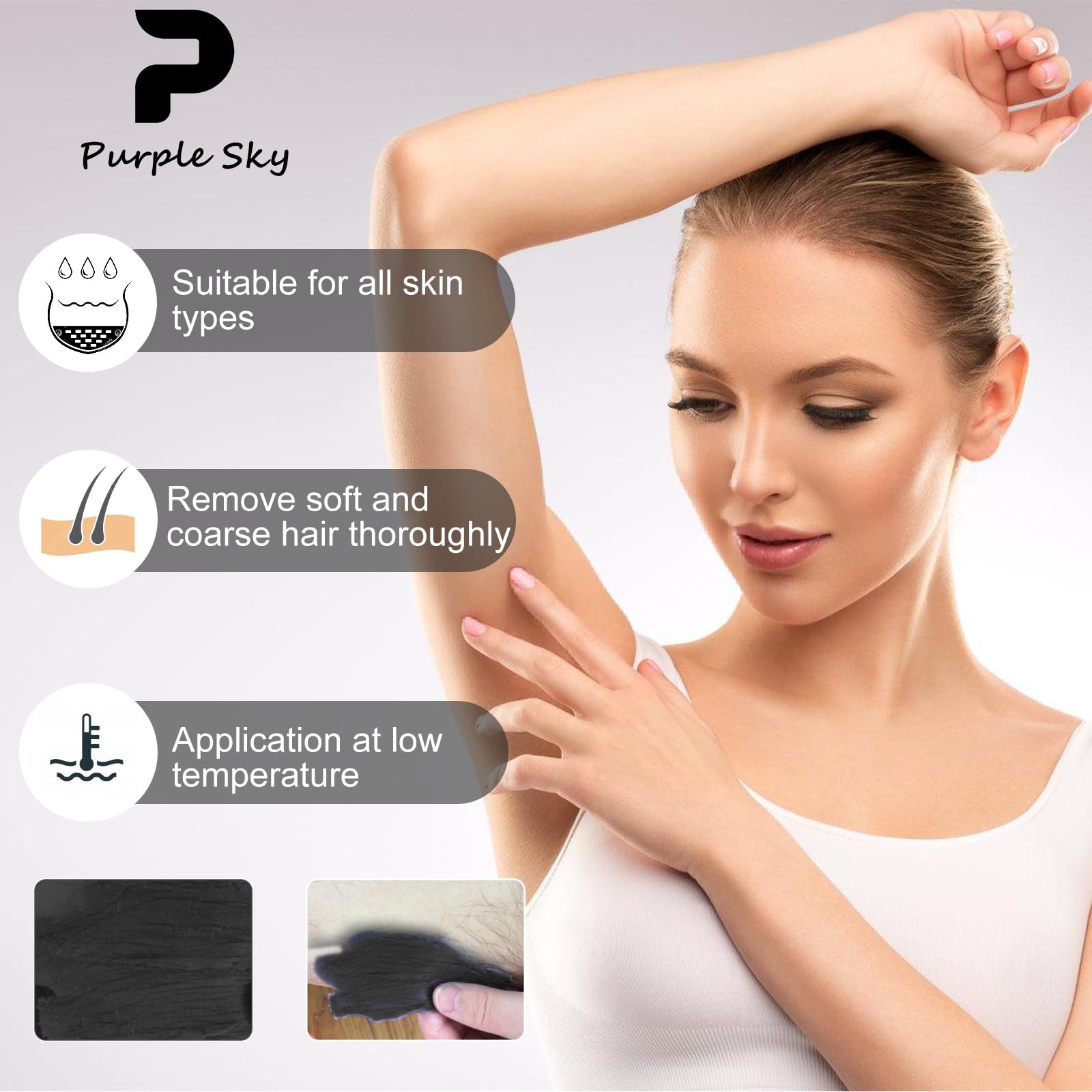 PURPLESKY stripless wax for clean, quick removals without cloth strips