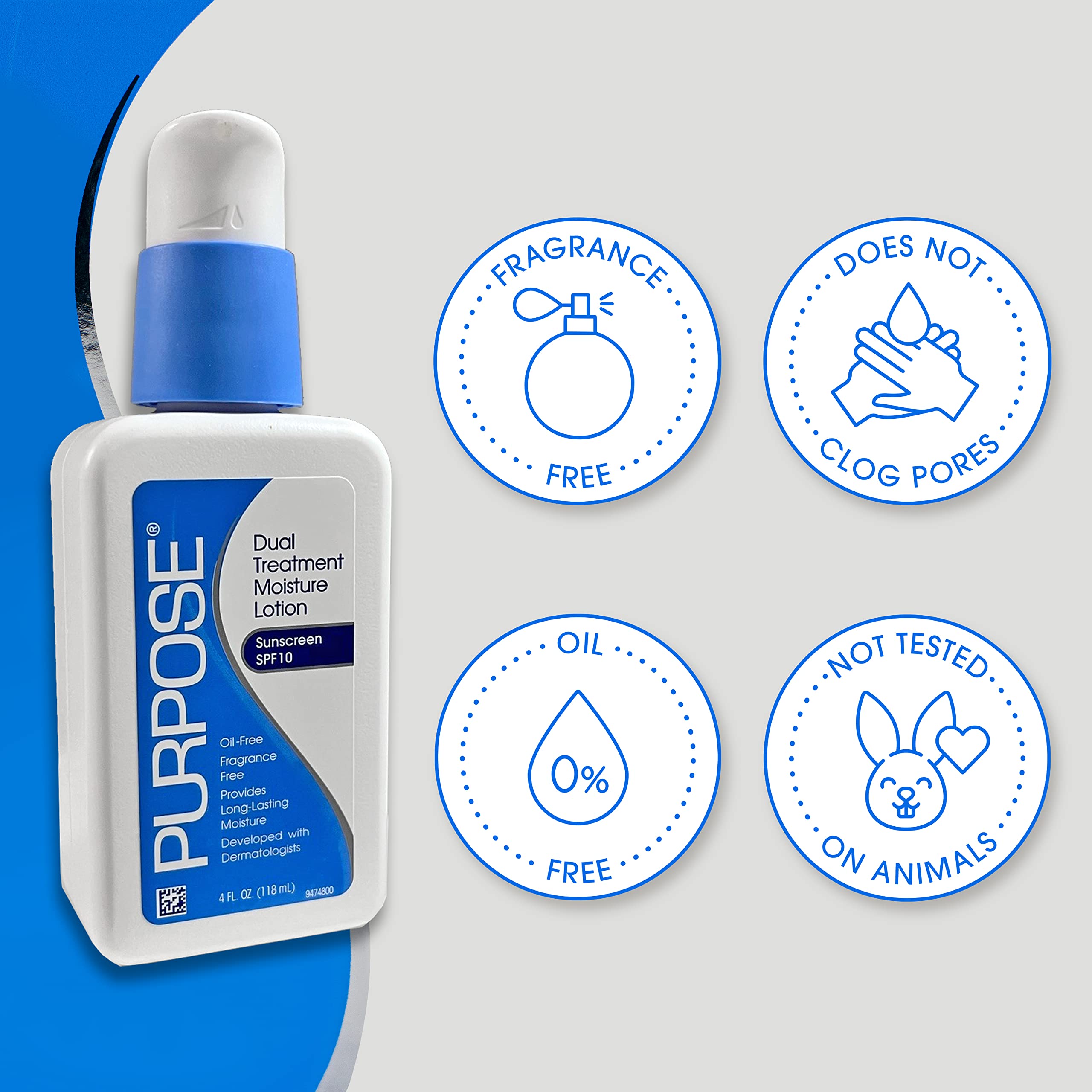 Retail shelf display of the Purpose Dual Treatment Moisturizer SPF 10 duo.