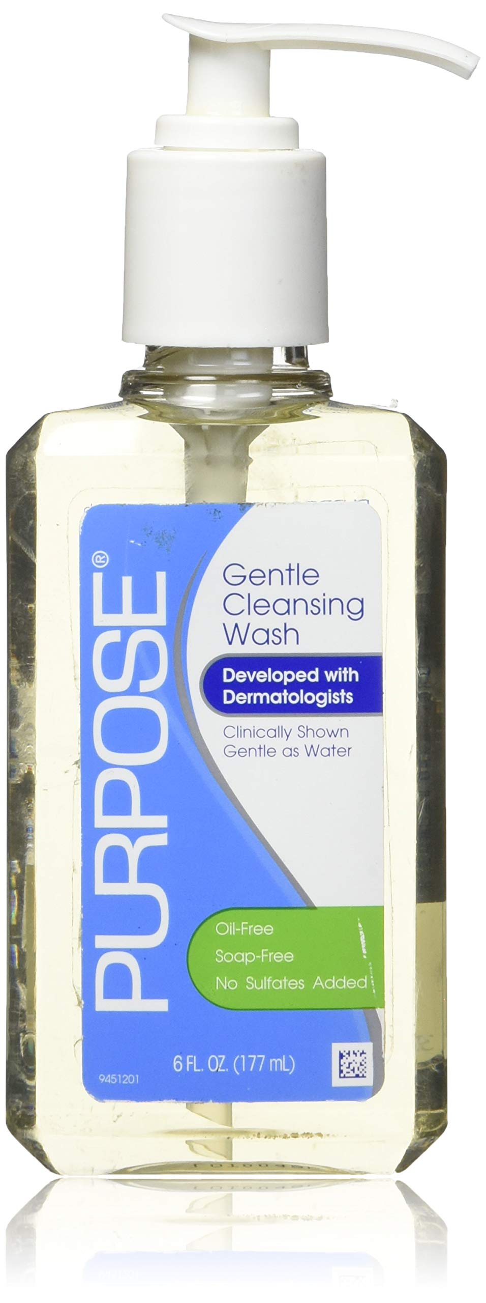 Purpose Gentle Cleansing Wash bottle 6 oz, soap-free formulation for gentle cleansing.