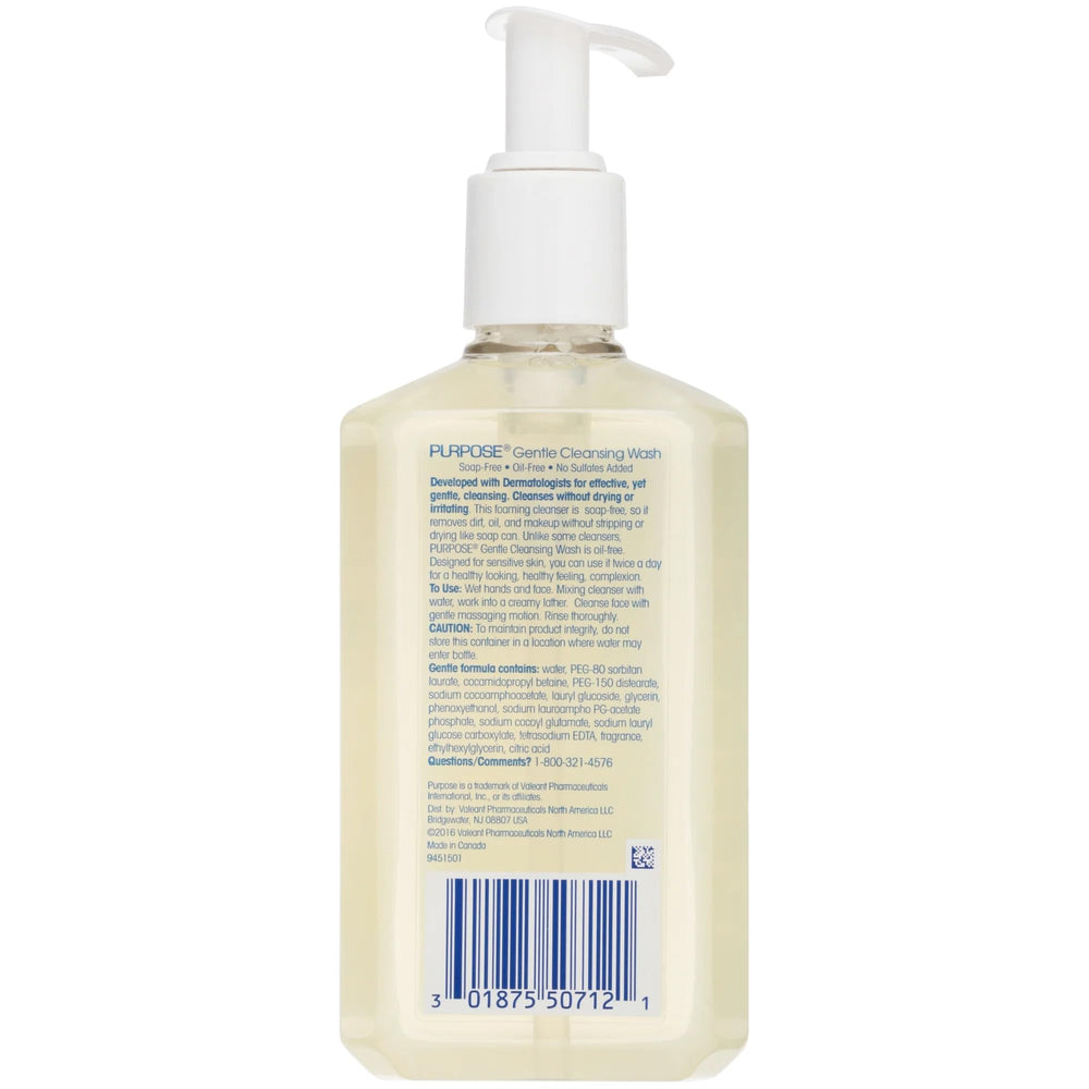 Lather demonstration highlights gentle cleansing without drying.