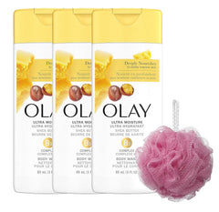 PURPUR Olay Ultra Moisture bottle with Shea Butter for hydrating, silky skin after shower