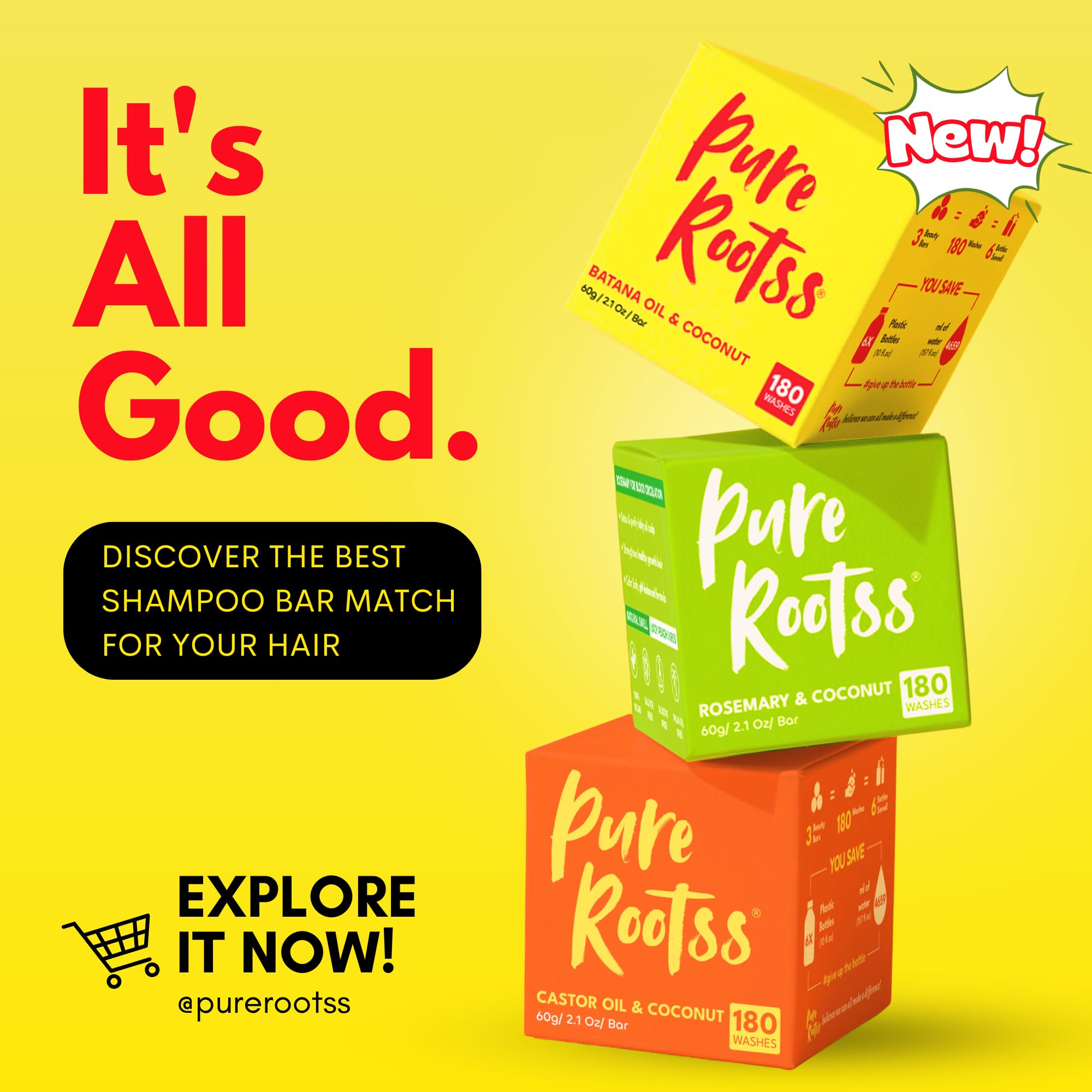 Post-use view shows hair with volume and shine from PureRootss Batana Oil set