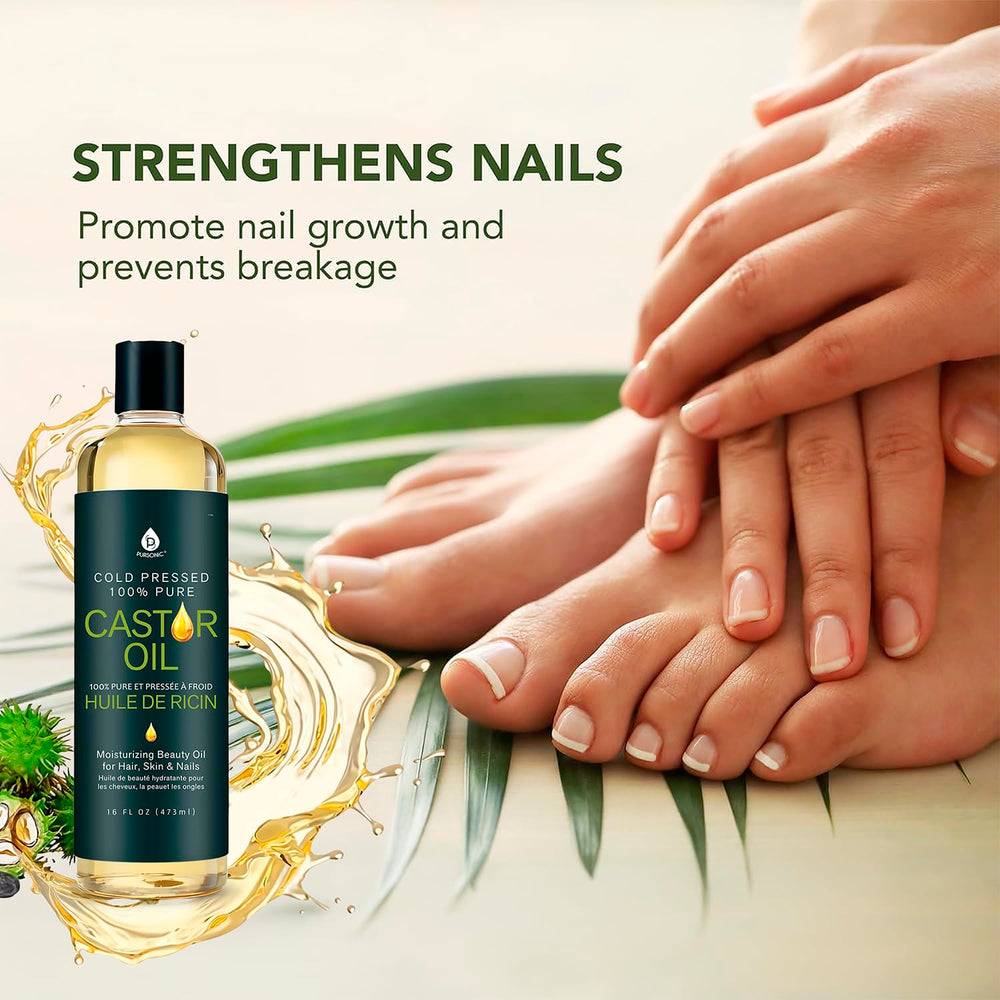 Pursonic Castor Oil amber glass bottle preserves potency during storage.