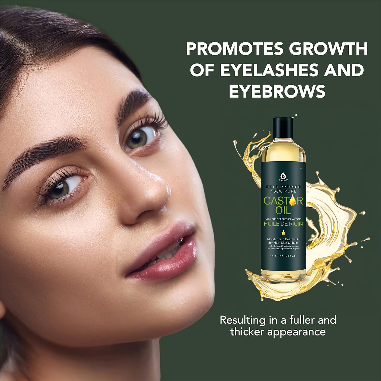 Pursonic Castor Oil hair application depicts gentle scalp nourishment.