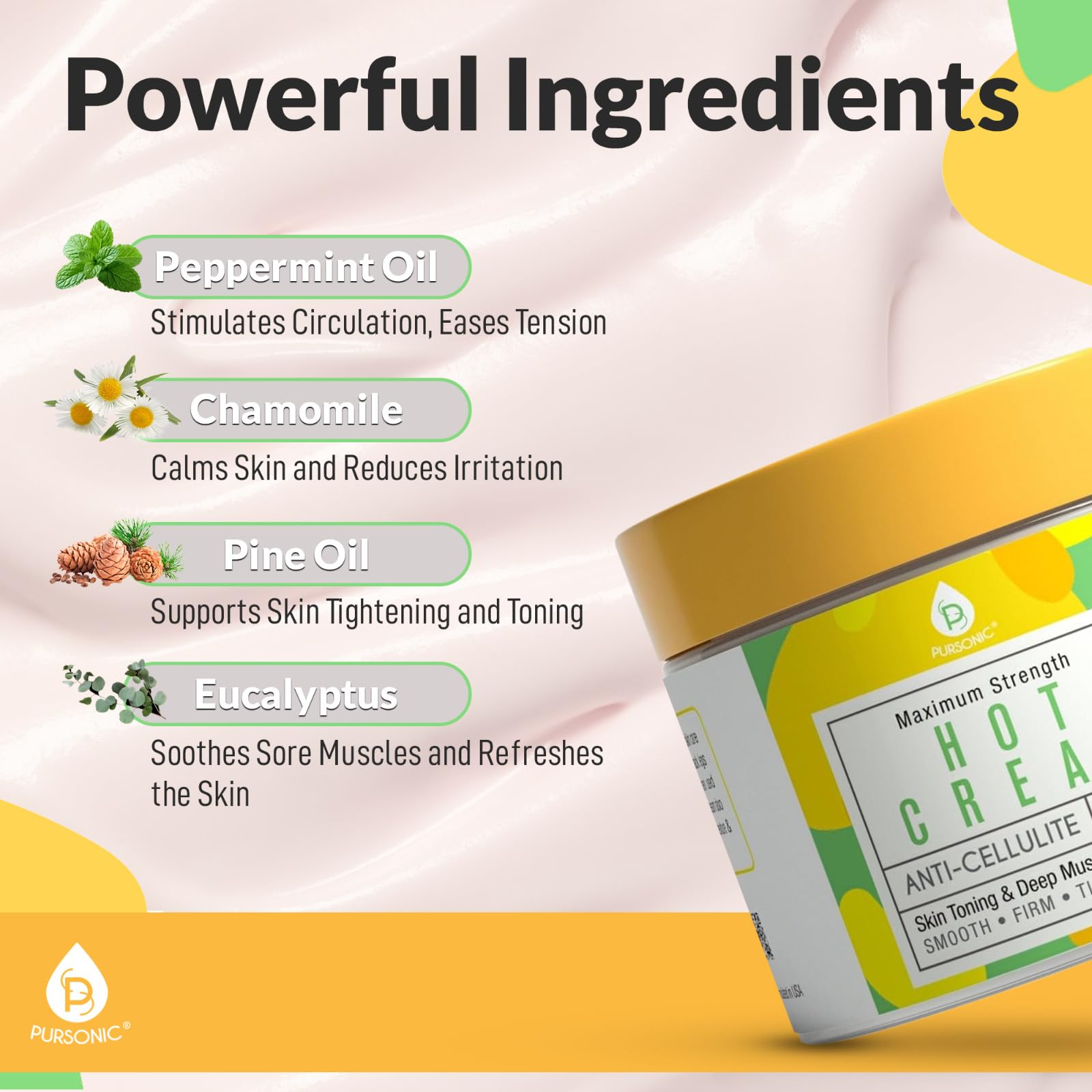 Pursonic cream texture on skin demonstrates deep hydration and improved feel.