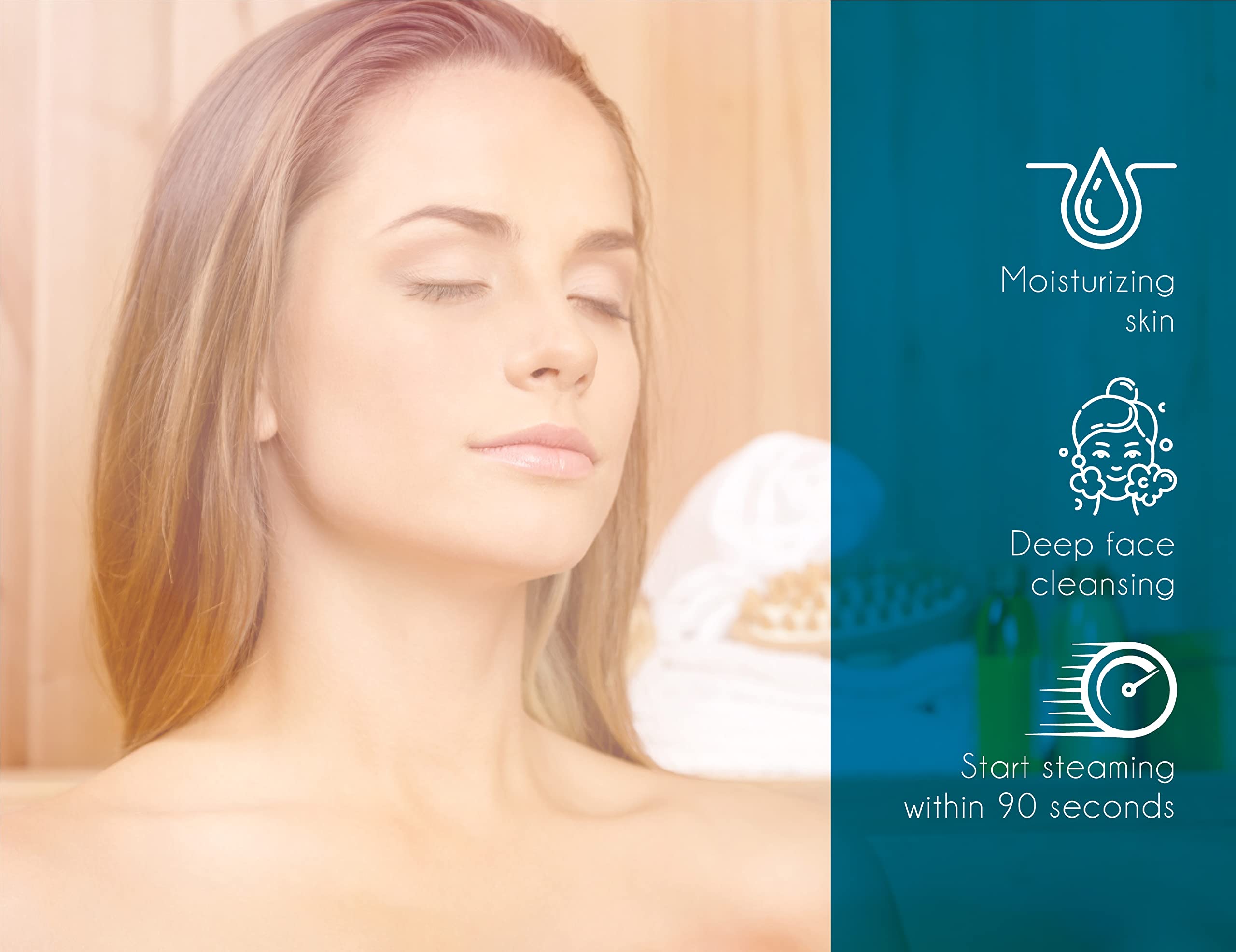 Pursonic White Facial Steamer hydrating mist on skin—boosts suppleness and glow.