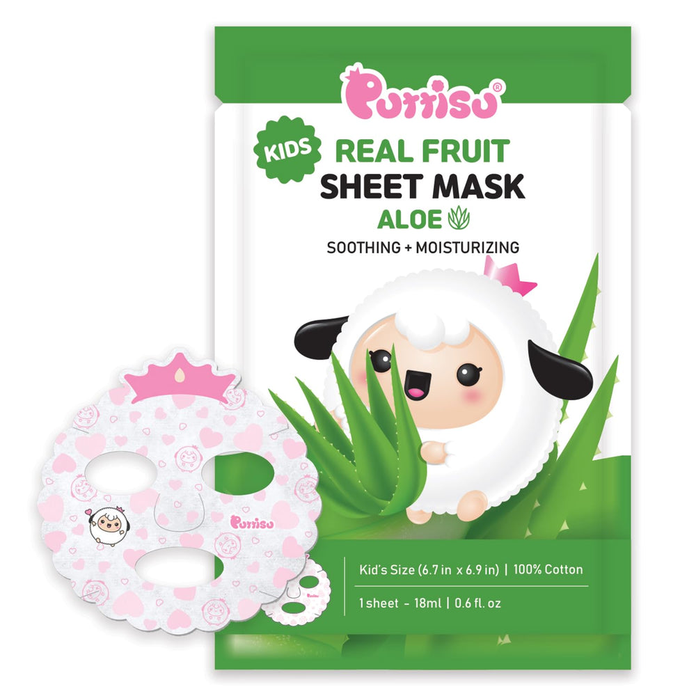 Puttisu real fruit mask sheet for kids with aloe provides gentle hydration