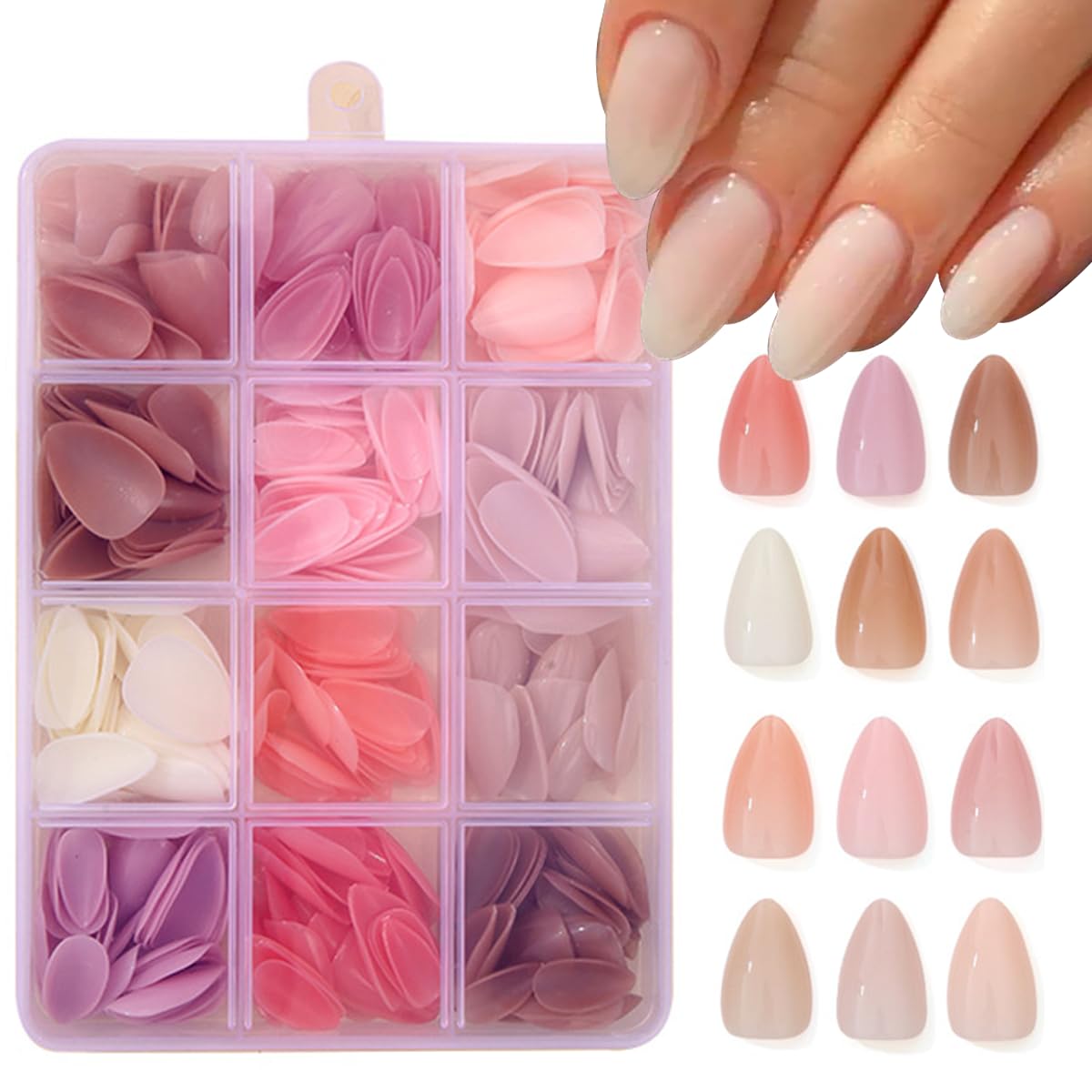 Puyokinm 360pcs press-on nails box for quick at-home manicures.
