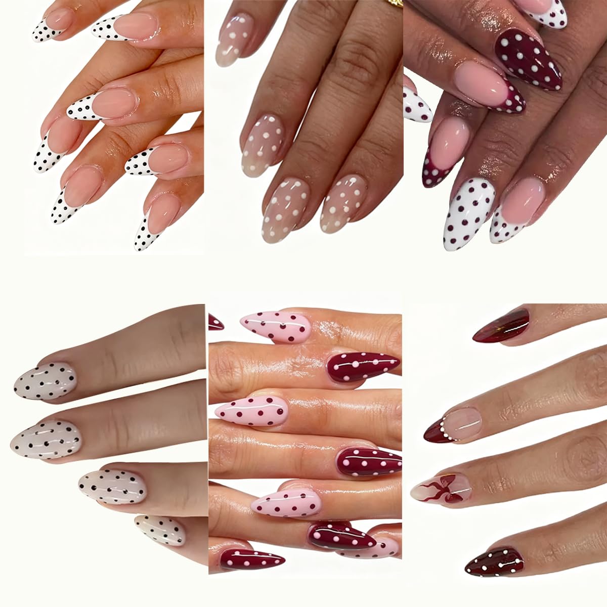 Puyokinm polka-dot nails set for versatile at-home manicures.