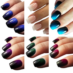 Puyokinm ombre press-on nails, short square, glossy finish for quick glam