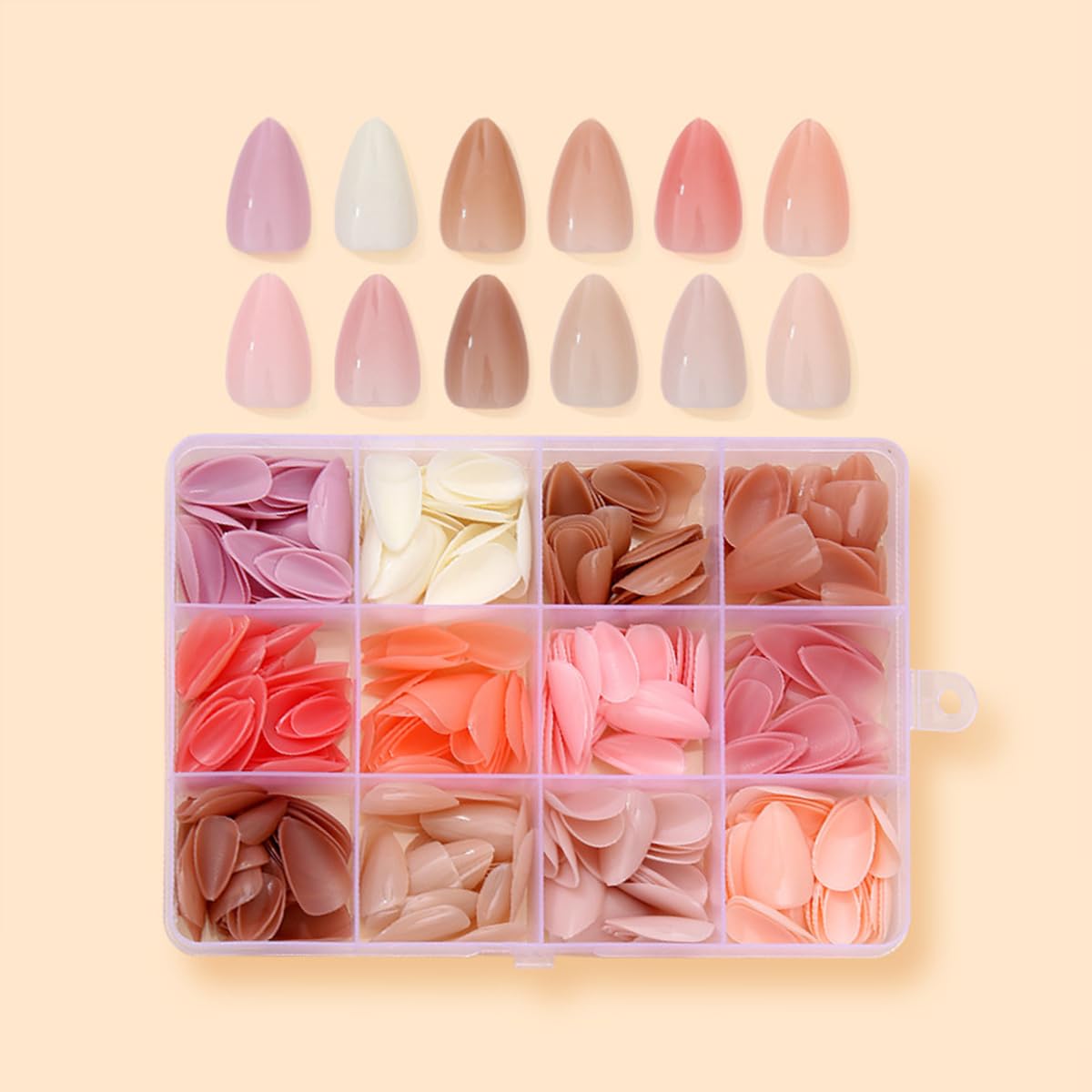 Puyokinm short almond nails close-up showing durable glossy finish.