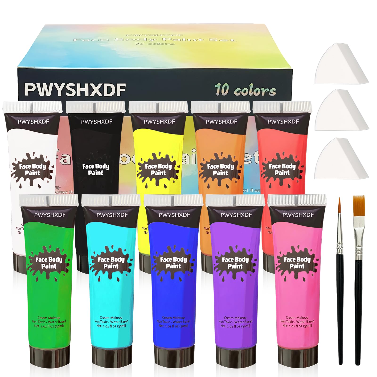 PWYSHXDF 10-colors face paint palette for vibrant on-skin designs.