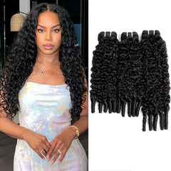 PXCPXC Burmese Curly Bundles 18-inch natural black close-up, silky texture ideal for seamless blending
