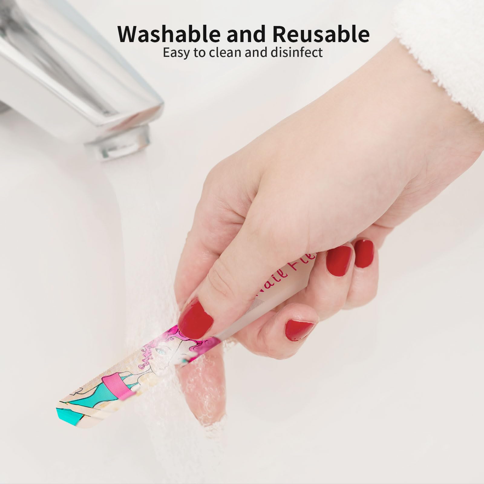 Washing and reuse-friendly PYD Life glass nail file for eco-friendly use.