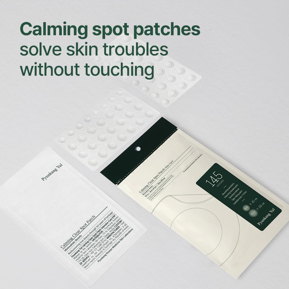 Pyunkang Yul PKY calming clear spot patch on-skin application demonstrates invisible fit.