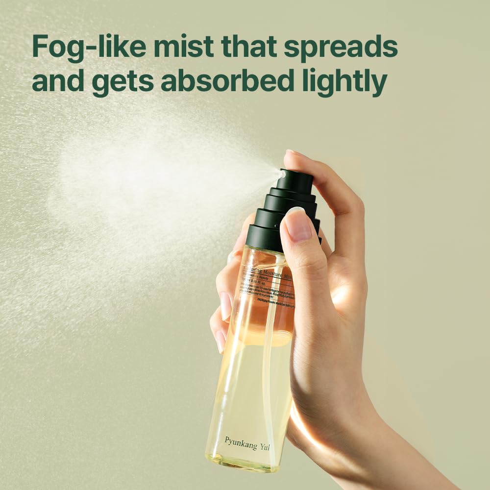 Daily routine visualization with PKY mist for sensitive skin refresh.