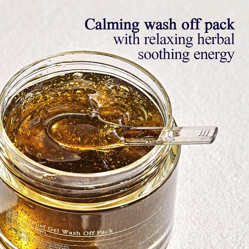 Pyunkang Yul PKY Calming Relief texture close-up, aloe and chamomile blend for calming effect.
