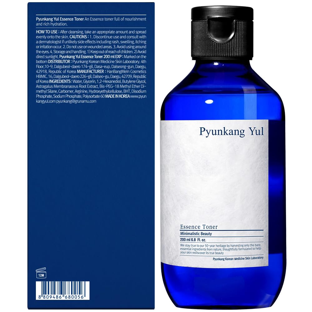 Pyunkang Yul PKY Essence Toner application routine promotes a refreshed, hydrated complexion.