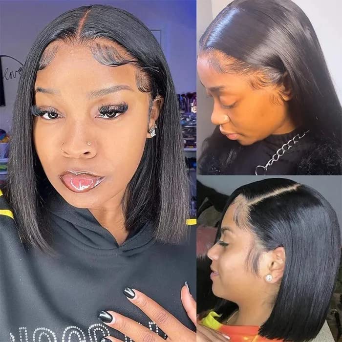 Qangelabeauty Bob Wig 13x4 lace front close-up reveals transparent lace.