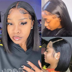 Qangelabeauty Bob Wig 13x4 lace front close-up reveals transparent lace.