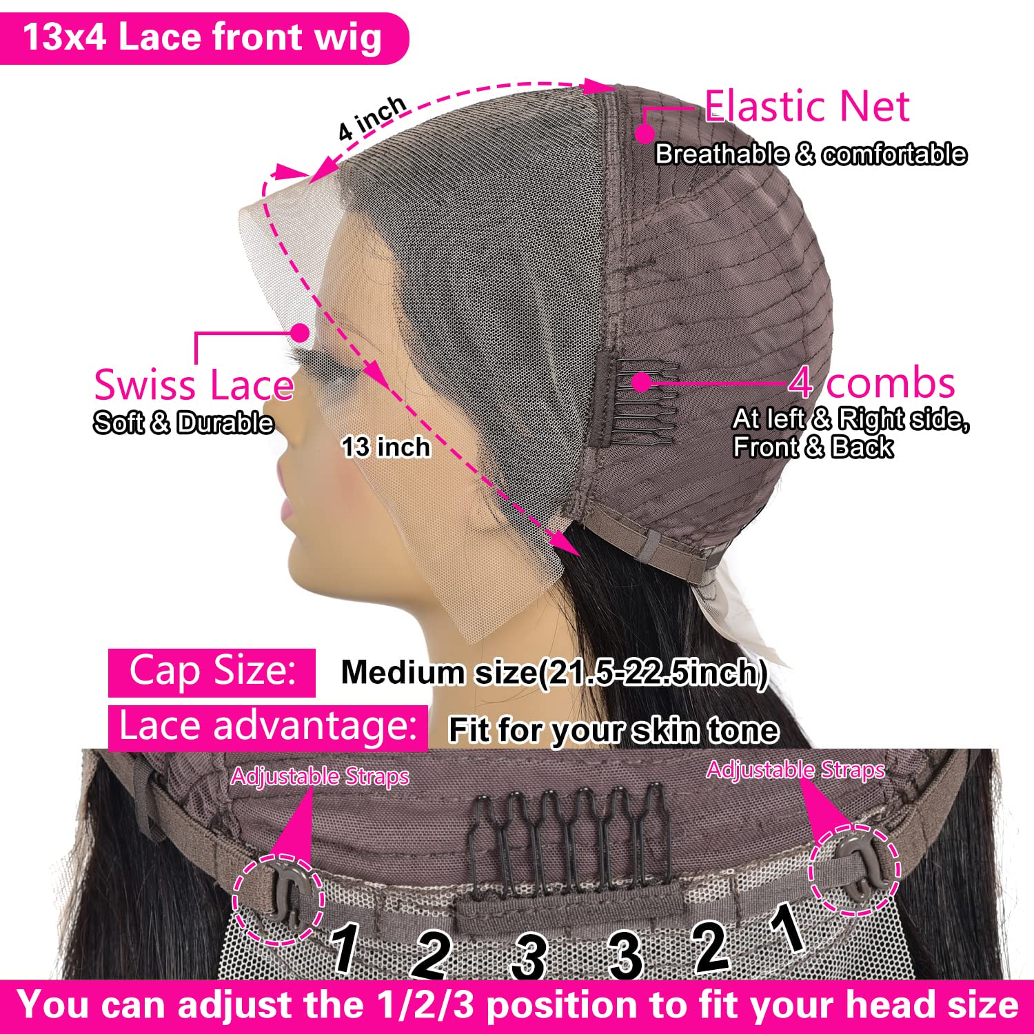 Qangelabeauty Natural hairline with adjustable fit.