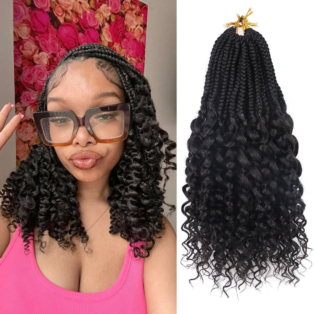 QANSFA 14-inch goddess box braids crochet hair for daily wear and easy styling.
